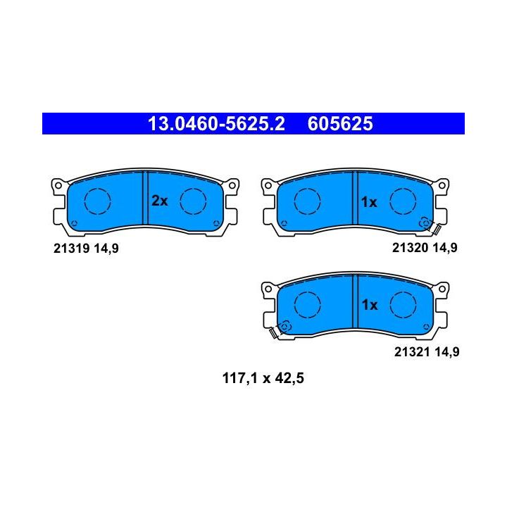 Stabdžių trinkelių rinkinys, diskinis stabdys ATE 13.0460-5625.2