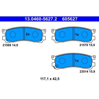Stabdžių trinkelių rinkinys, diskinis stabdys ATE 13.0460-5627.2