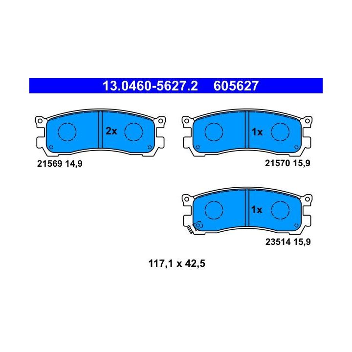 Stabdžių trinkelių rinkinys, diskinis stabdys ATE 13.0460-5627.2