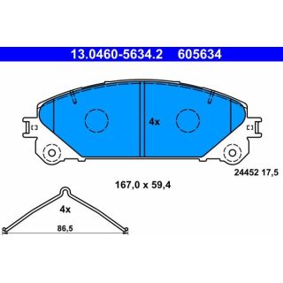 Stabdžių trinkelių rinkinys, diskinis stabdys ATE 13.0460-5634.2