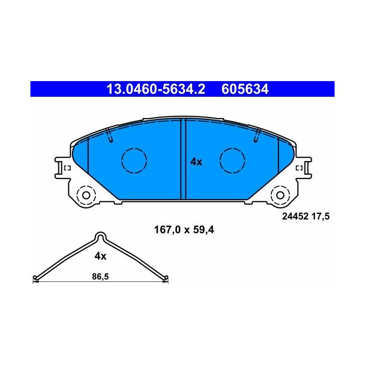 Stabdžių trinkelių rinkinys, diskinis stabdys ATE 13.0460-5634.2