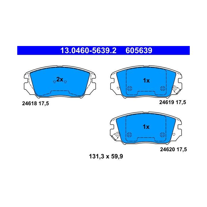 Stabdžių trinkelių rinkinys, diskinis stabdys ATE 13.0460-5639.2