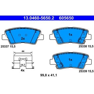 Stabdžių trinkelių rinkinys, diskinis stabdys ATE 13.0460-5650.2