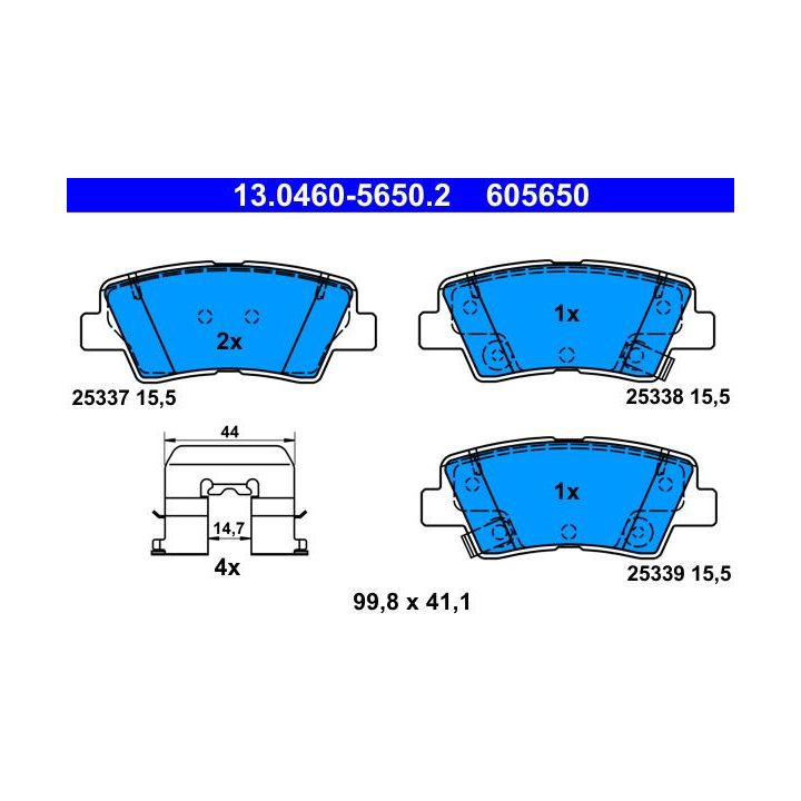 Stabdžių trinkelių rinkinys, diskinis stabdys ATE 13.0460-5650.2