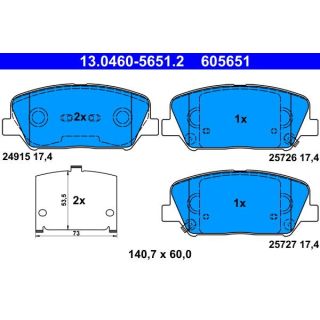 Stabdžių trinkelių rinkinys, diskinis stabdys ATE 13.0460-5651.2