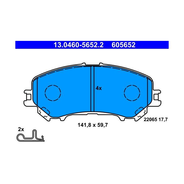 Stabdžių trinkelių rinkinys, diskinis stabdys ATE 13.0460-5652.2