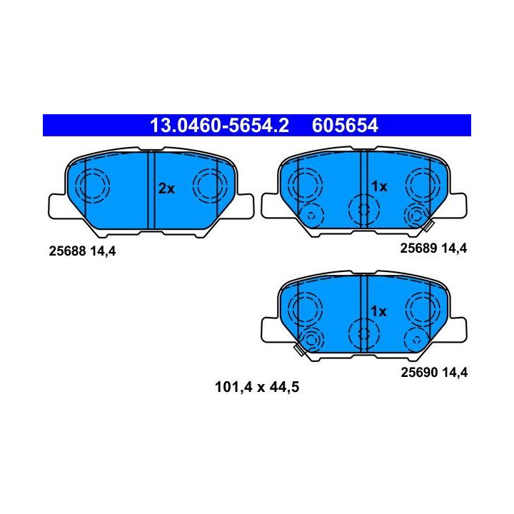 Stabdžių trinkelių rinkinys, diskinis stabdys ATE 13.0460-5654.2