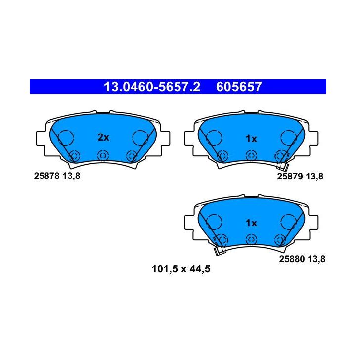 Stabdžių trinkelių rinkinys, diskinis stabdys ATE 13.0460-5657.2