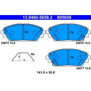 Stabdžių trinkelių rinkinys, diskinis stabdys ATE 13.0460-5658.2