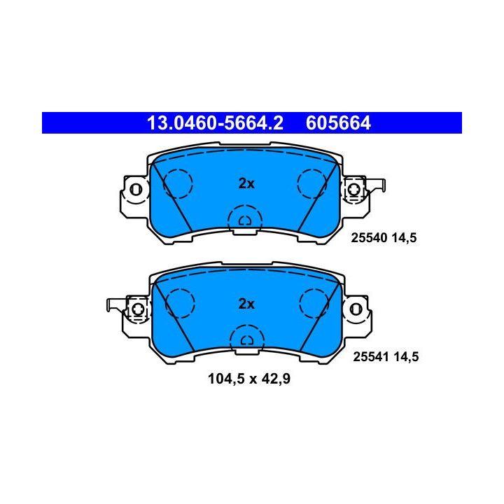 Stabdžių trinkelių rinkinys, diskinis stabdys ATE 13.0460-5664.2