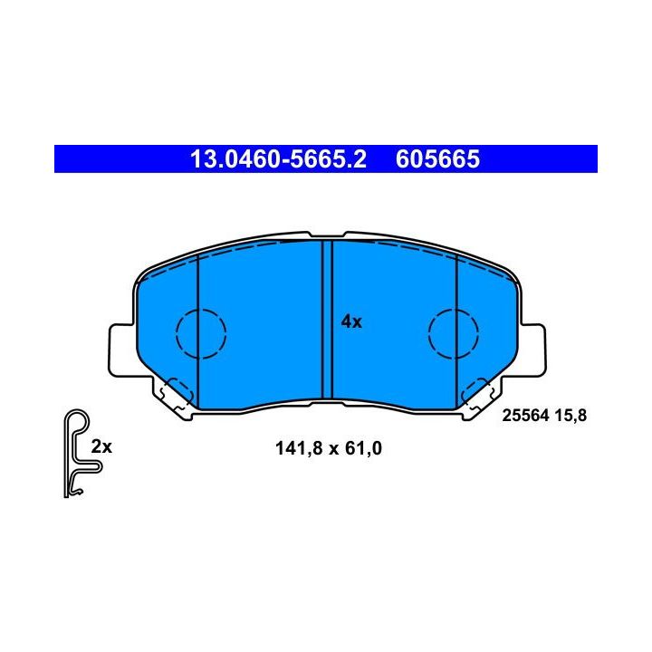 Stabdžių trinkelių rinkinys, diskinis stabdys ATE 13.0460-5665.2
