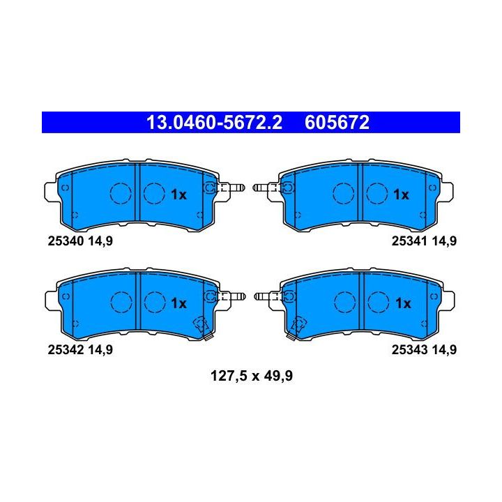 Stabdžių trinkelių rinkinys, diskinis stabdys ATE 13.0460-5672.2