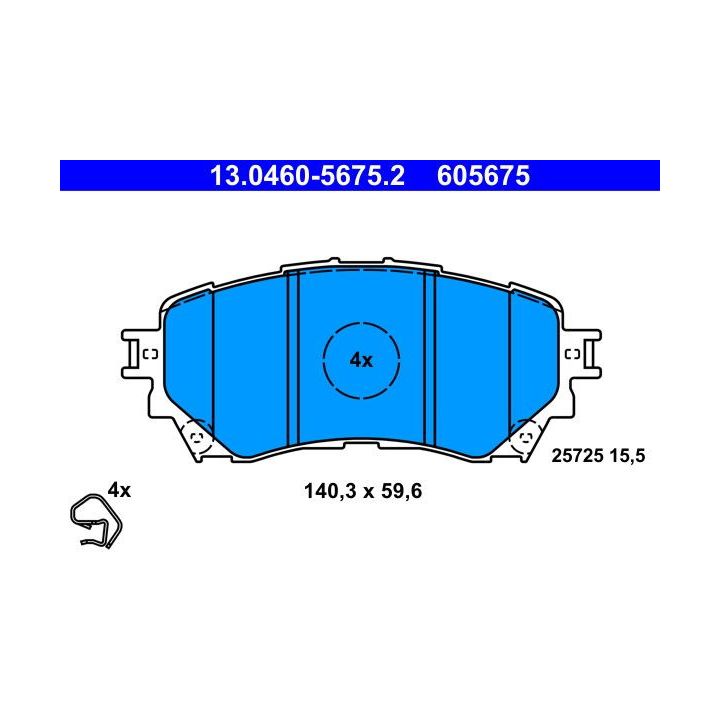 Stabdžių trinkelių rinkinys, diskinis stabdys ATE 13.0460-5675.2