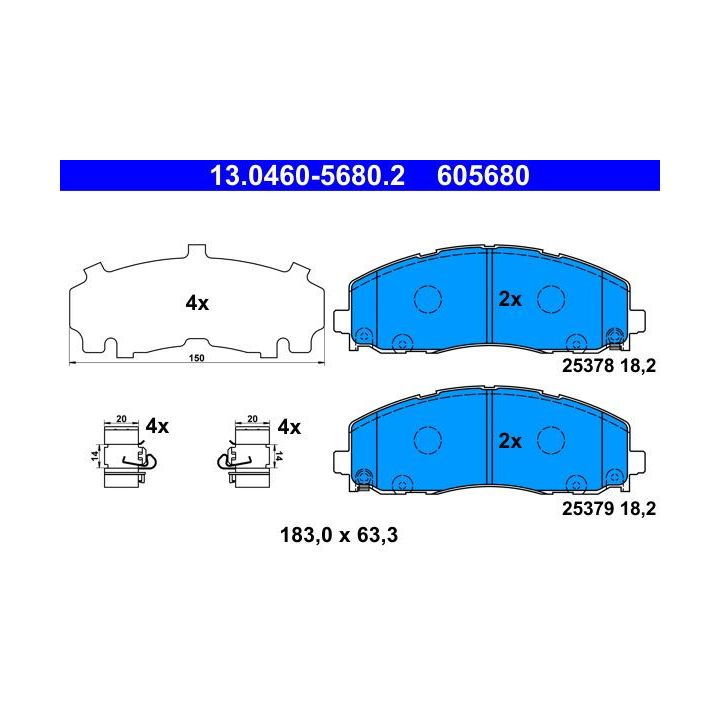 Stabdžių trinkelių rinkinys, diskinis stabdys ATE 13.0460-5680.2