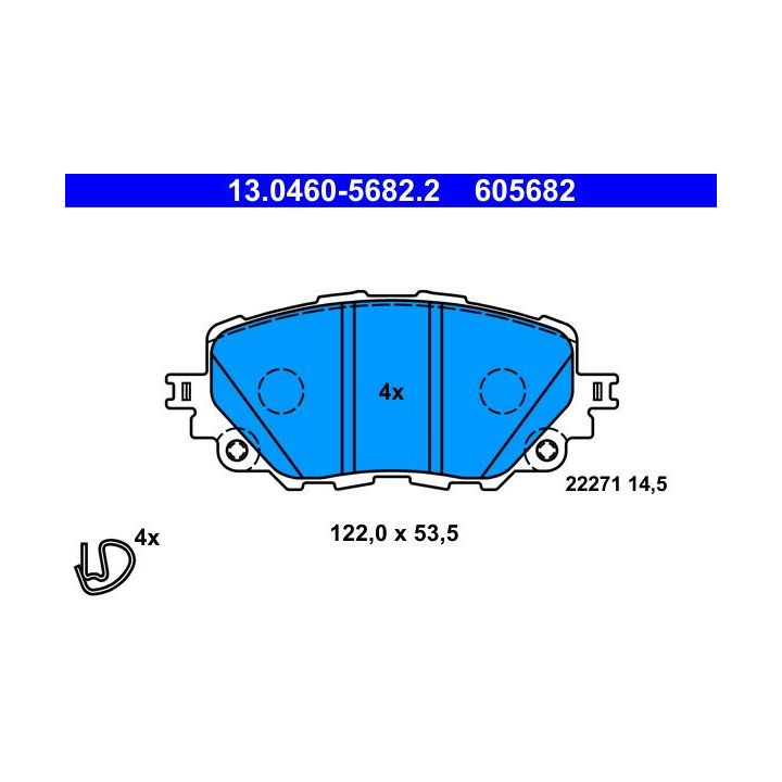 Stabdžių trinkelių rinkinys, diskinis stabdys ATE 13.0460-5682.2