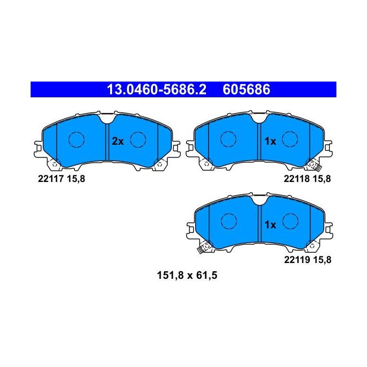 Stabdžių trinkelių rinkinys, diskinis stabdys ATE 13.0460-5686.2