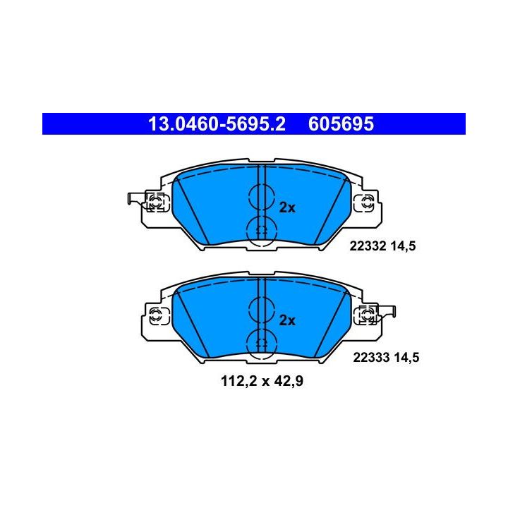 Stabdžių trinkelių rinkinys, diskinis stabdys ATE 13.0460-5695.2