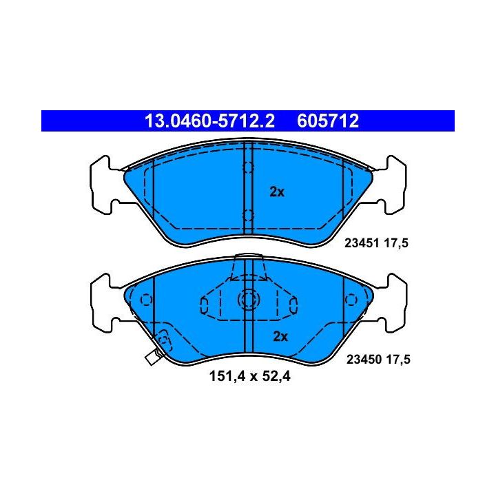 Stabdžių trinkelių rinkinys, diskinis stabdys ATE 13.0460-5712.2