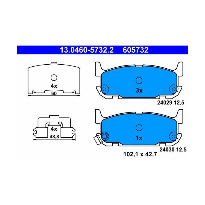 Stabdžių trinkelių rinkinys, diskinis stabdys ATE 13.0460-5732.2