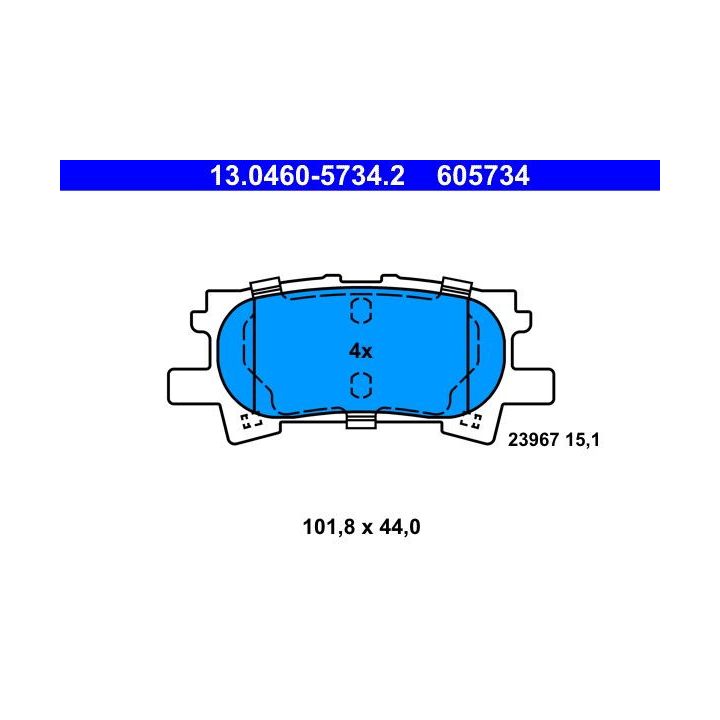 Stabdžių trinkelių rinkinys, diskinis stabdys ATE 13.0460-5734.2