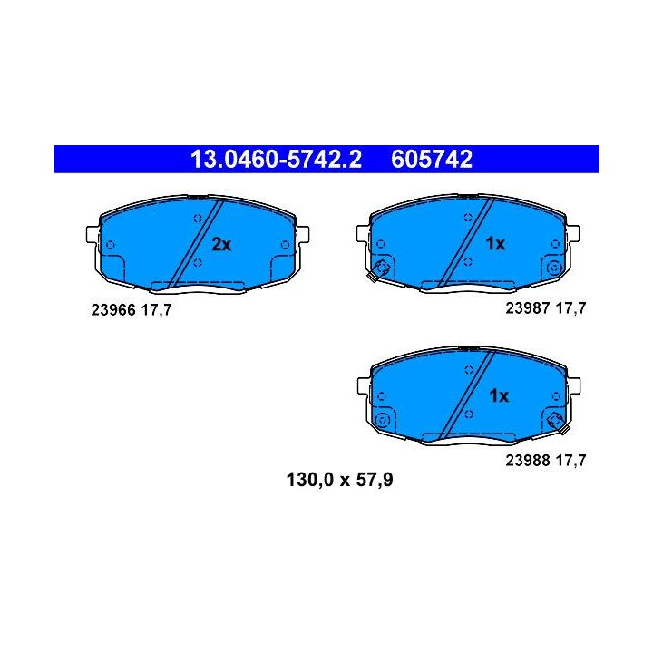 Stabdžių trinkelių rinkinys, diskinis stabdys ATE 13.0460-5742.2