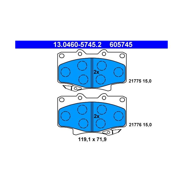 Stabdžių trinkelių rinkinys, diskinis stabdys ATE 13.0460-5745.2