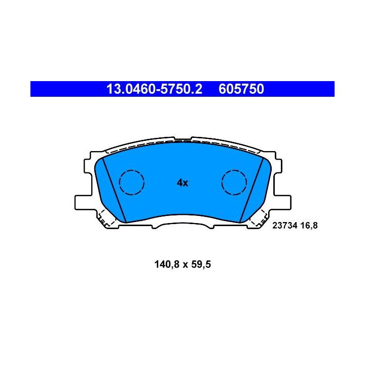 Stabdžių trinkelių rinkinys, diskinis stabdys ATE 13.0460-5750.2