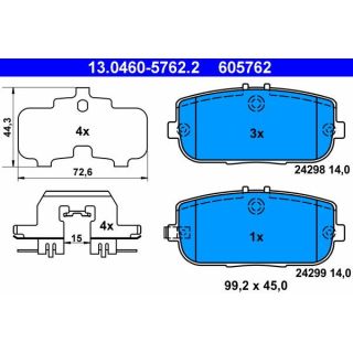 Stabdžių trinkelių rinkinys, diskinis stabdys ATE 13.0460-5762.2
