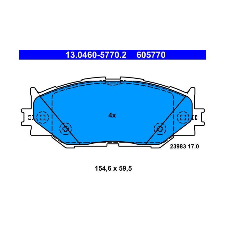 Stabdžių trinkelių rinkinys, diskinis stabdys ATE 13.0460-5770.2