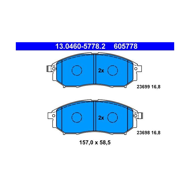 Stabdžių trinkelių rinkinys, diskinis stabdys ATE 13.0460-5778.2