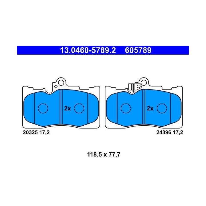 Stabdžių trinkelių rinkinys, diskinis stabdys ATE 13.0460-5789.2