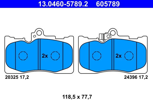 Stabdžių trinkelių rinkinys, diskinis stabdys ATE 13.0460-5789.2
