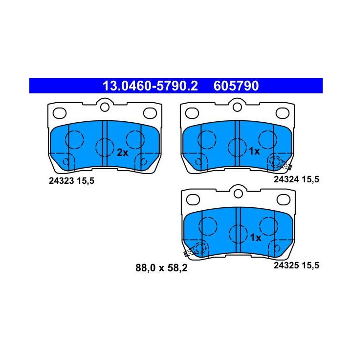 Stabdžių trinkelių rinkinys, diskinis stabdys ATE 13.0460-5790.2