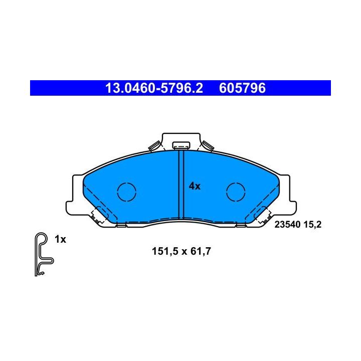 Stabdžių trinkelių rinkinys, diskinis stabdys ATE 13.0460-5796.2