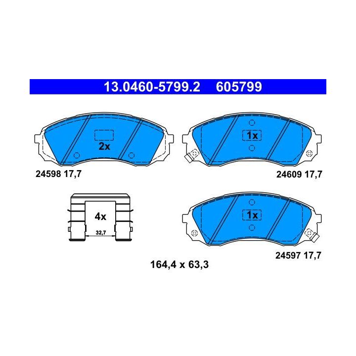 Stabdžių trinkelių rinkinys, diskinis stabdys ATE 13.0460-5799.2