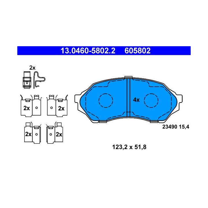 Stabdžių trinkelių rinkinys, diskinis stabdys ATE 13.0460-5802.2