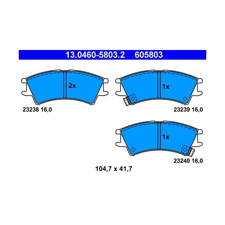 Stabdžių trinkelių rinkinys, diskinis stabdys ATE 13.0460-5803.2
