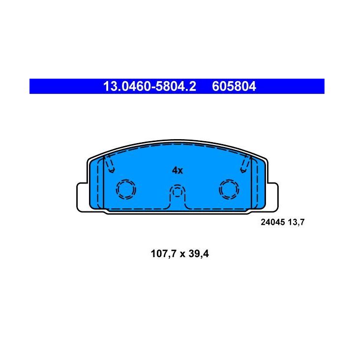 Stabdžių trinkelių rinkinys, diskinis stabdys ATE 13.0460-5804.2