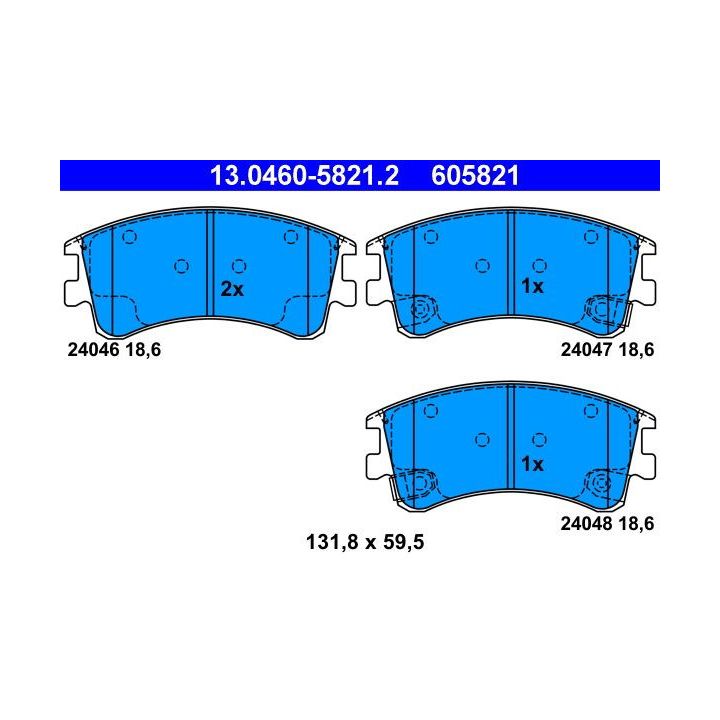 Stabdžių trinkelių rinkinys, diskinis stabdys ATE 13.0460-5821.2