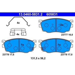 Stabdžių trinkelių rinkinys, diskinis stabdys ATE 13.0460-5831.2