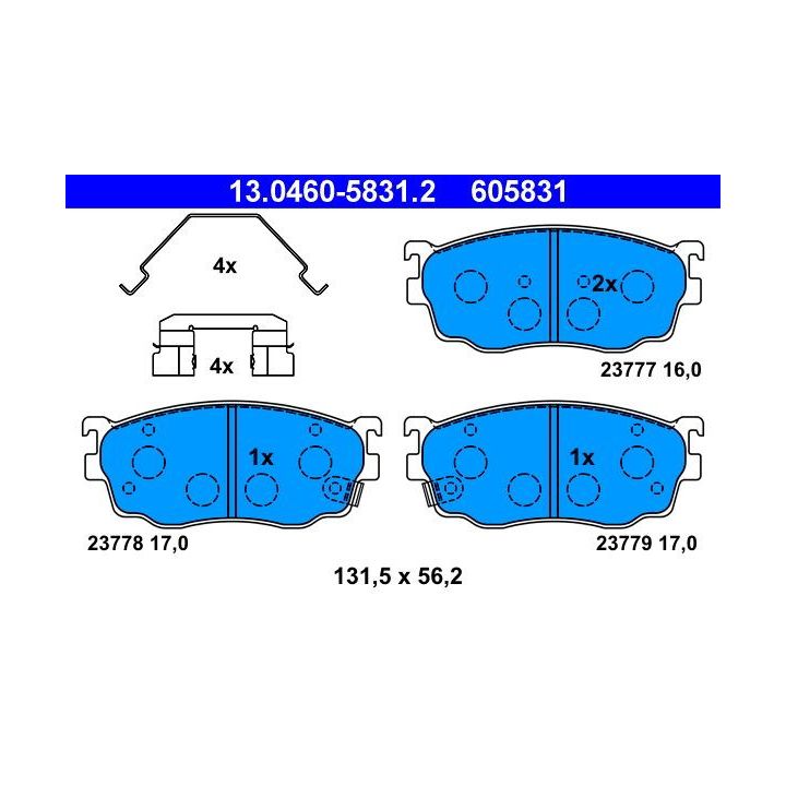 Stabdžių trinkelių rinkinys, diskinis stabdys ATE 13.0460-5831.2