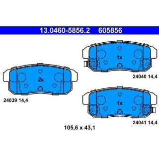Stabdžių trinkelių rinkinys, diskinis stabdys ATE 13.0460-5856.2