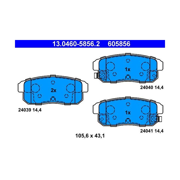 Stabdžių trinkelių rinkinys, diskinis stabdys ATE 13.0460-5856.2