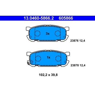 Stabdžių trinkelių rinkinys, diskinis stabdys ATE 13.0460-5866.2