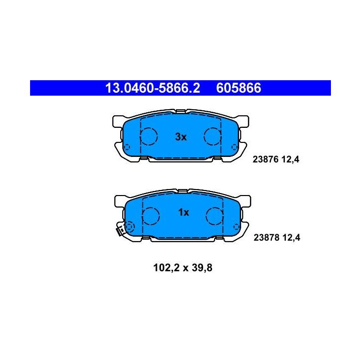 Stabdžių trinkelių rinkinys, diskinis stabdys ATE 13.0460-5866.2