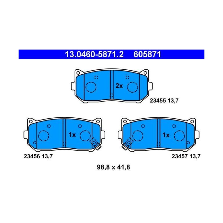 Stabdžių trinkelių rinkinys, diskinis stabdys ATE 13.0460-5871.2