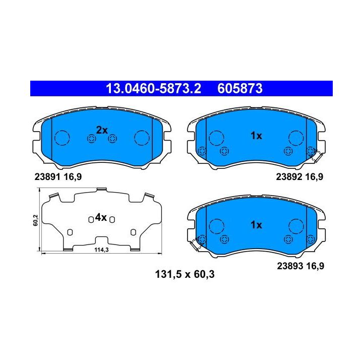 Stabdžių trinkelių rinkinys, diskinis stabdys ATE 13.0460-5873.2