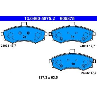 Stabdžių trinkelių rinkinys, diskinis stabdys ATE 13.0460-5875.2