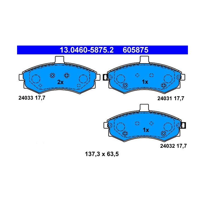 Stabdžių trinkelių rinkinys, diskinis stabdys ATE 13.0460-5875.2