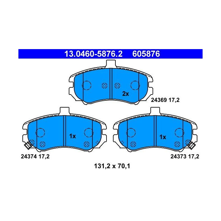 Stabdžių trinkelių rinkinys, diskinis stabdys ATE 13.0460-5876.2